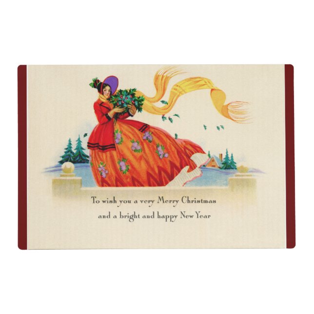 Holiday Lady Laminated Placemat (Front)