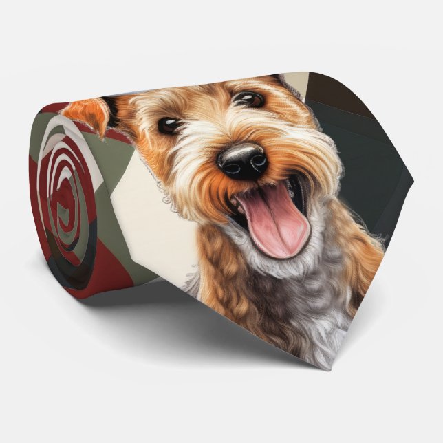 Holiday Lakeland Terrier Red Green Plaid Christmas Neck Tie (Rolled)