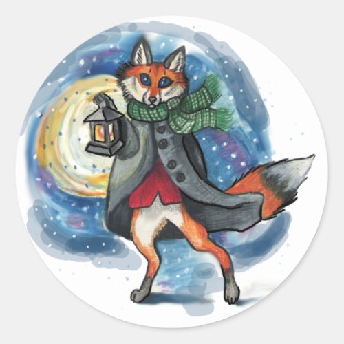 Holiday Lantern Foxstickers Classic Round Sticker