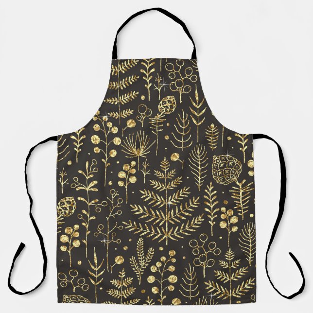 Holiday Leaves: Vintage Pine Cone Pattern Apron (Front)