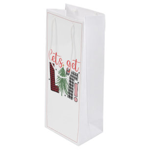 Holiday Let’s Get Lit Fun Christmas Wine Gift Bag