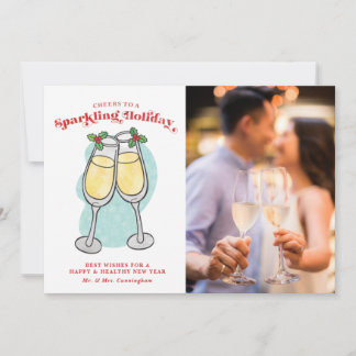 Holiday Letter Champagne Cheers Photo