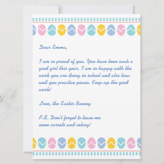 Holiday Letter from the Easter Bunny Card (Front)