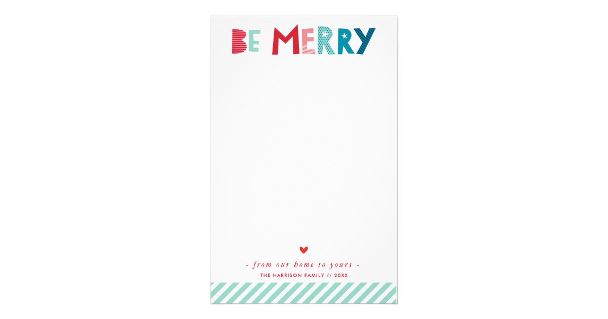 Holiday Letter Modern Fun Be Merry Typography Stationery Zazzle Com