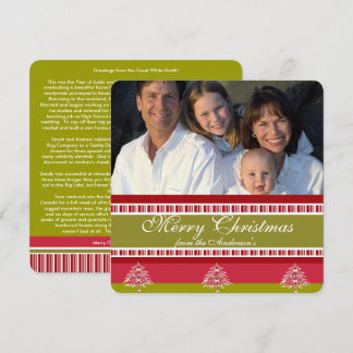 Holiday Letter Red & Green Tree Pattern Card