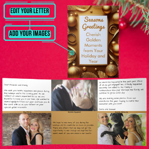 Holiday Letter with Photo - Golden Moments Tri-Fold Invitation