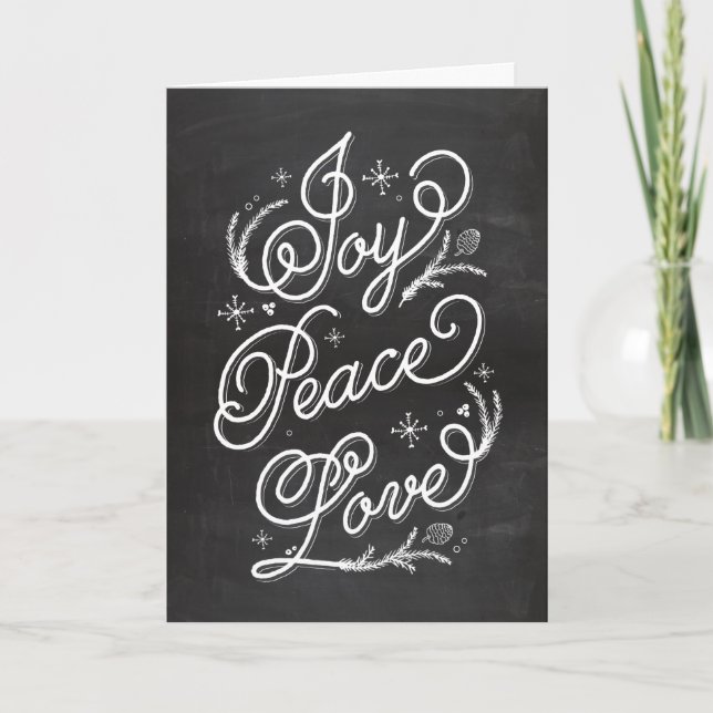 Holiday Lettering Greeting Card - Joy Peace Love (Front)