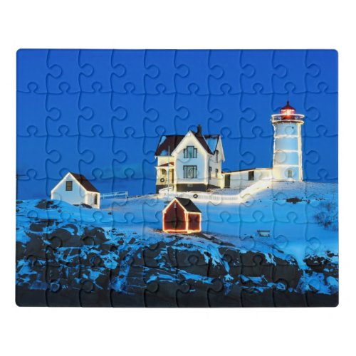 Holiday Light Nubble Lighthouse Jigsaw Puzzle