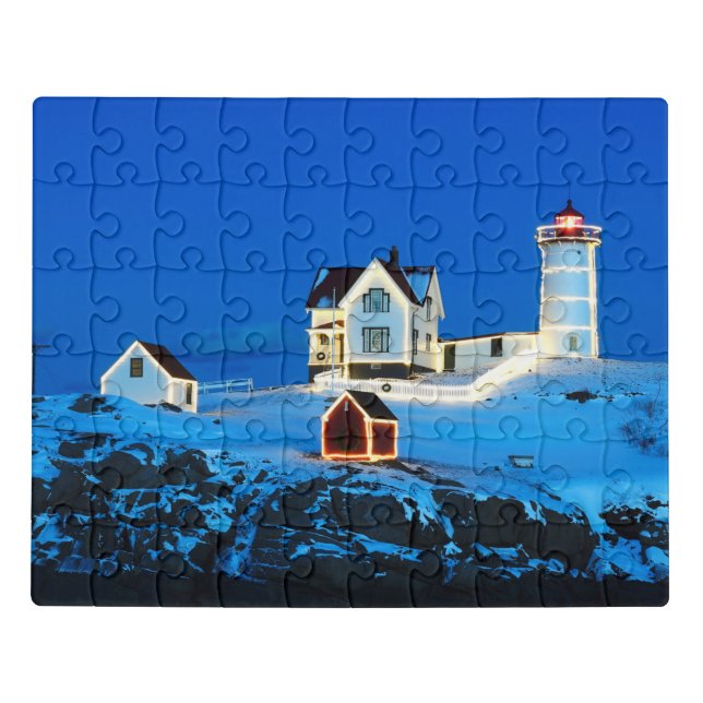 Holiday Light Nubble Lighthouse Jigsaw Puzzle (Puzzle Horizontal)