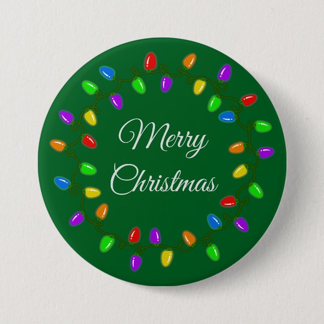 Holiday Lightbulb Wreath  Button (Front)