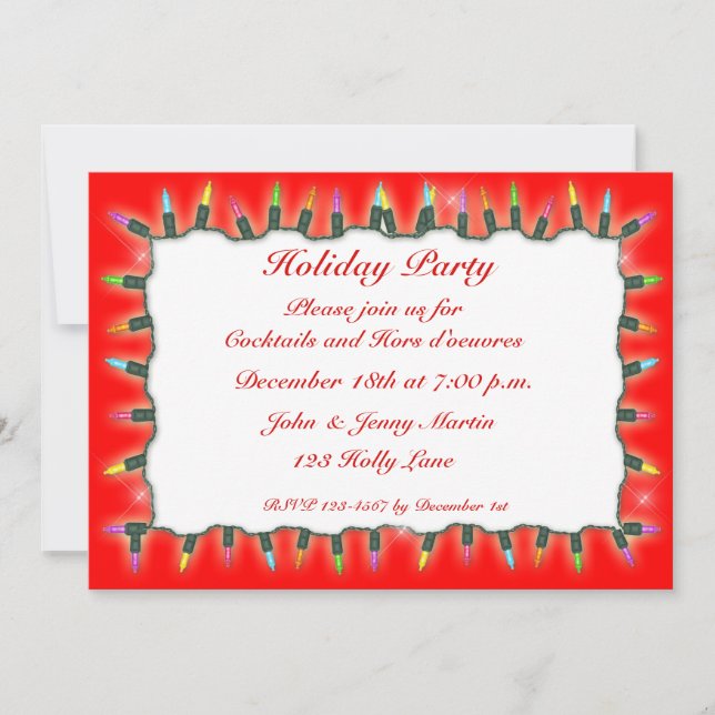 Holiday Lights Border Invitation (Front)