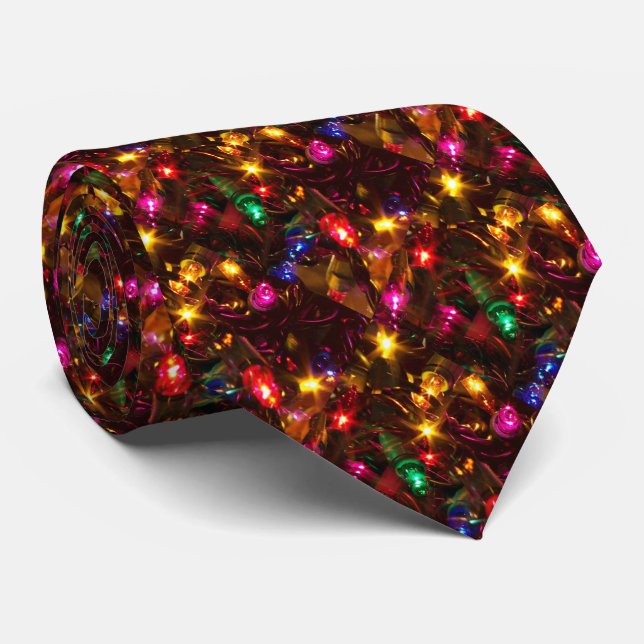 Holiday Lights Christmas Neck Tie (Rolled)