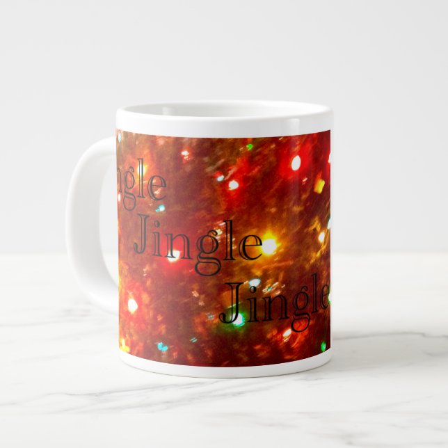 Holiday lights coffee mug words Jingle Jingle J.. (Front Left)