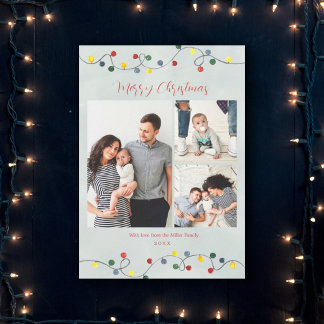 Holiday Lights Merry Christmas Family Photo Card