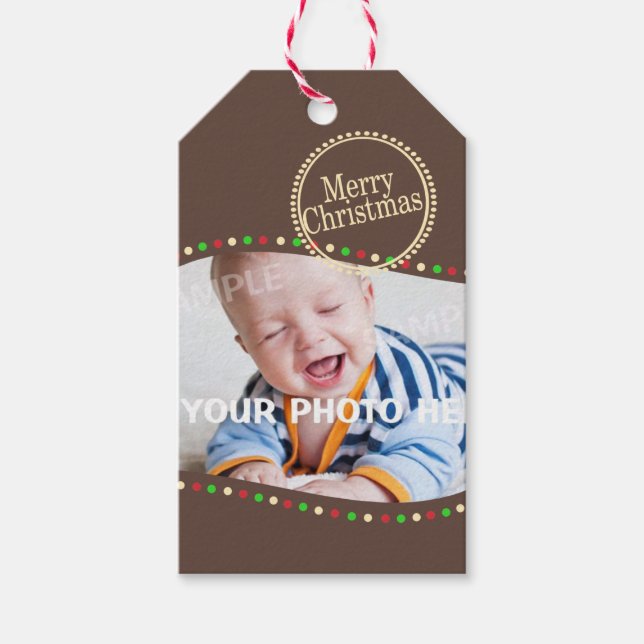 Holiday Lights Modern Photo Gift Tags (Front)