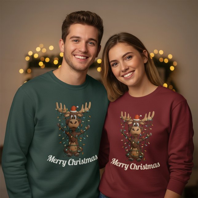 Holiday Lights Moose Sweatshirt (Creator Uploaded)