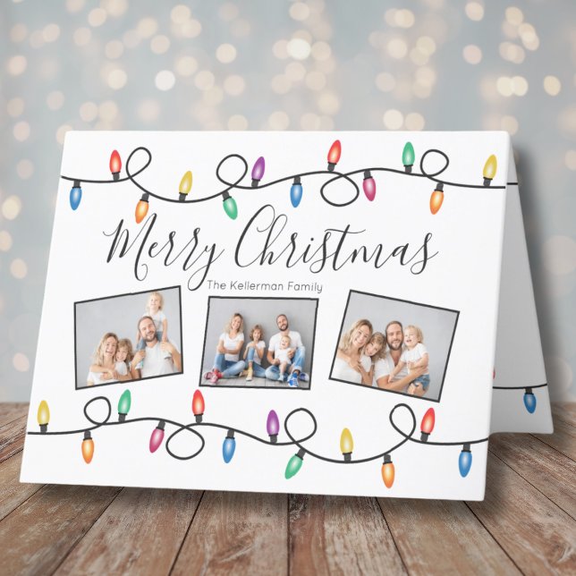 Holiday Lights Photos Christmas Card (Cute Festive Holiday Lights Photos Christmas Card)