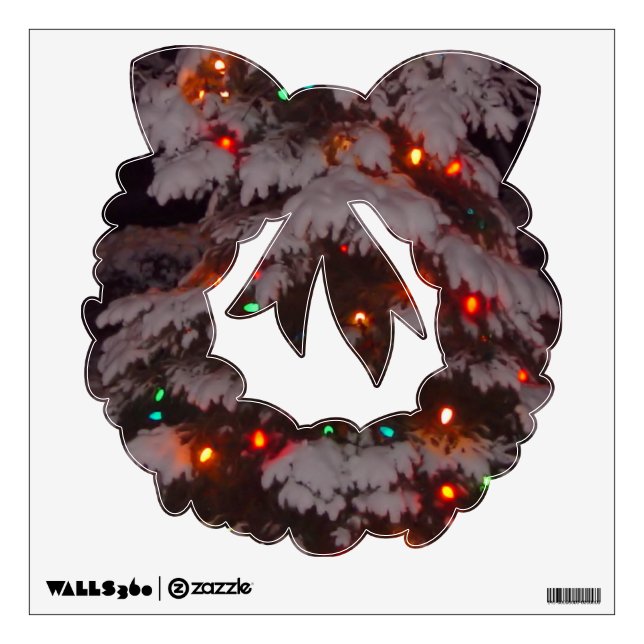 Holiday Lights Snow Wreath Wall Decal (Front)