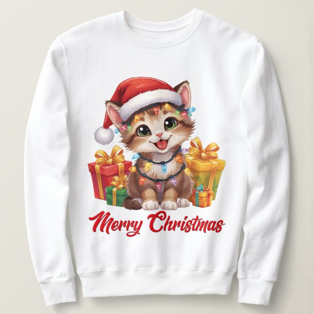 Holiday Lights & Whiskers Sweatshirt (Design Front)