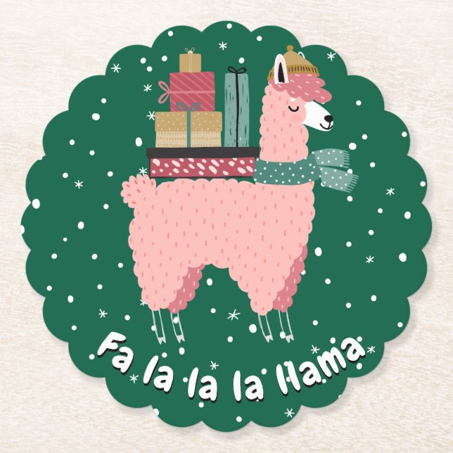 Holiday Llama Coaster - Fa la la la llama (Front)