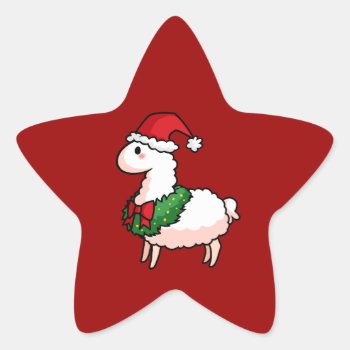Holiday Llama Elf Star Sticker by YamPuff at Zazzle