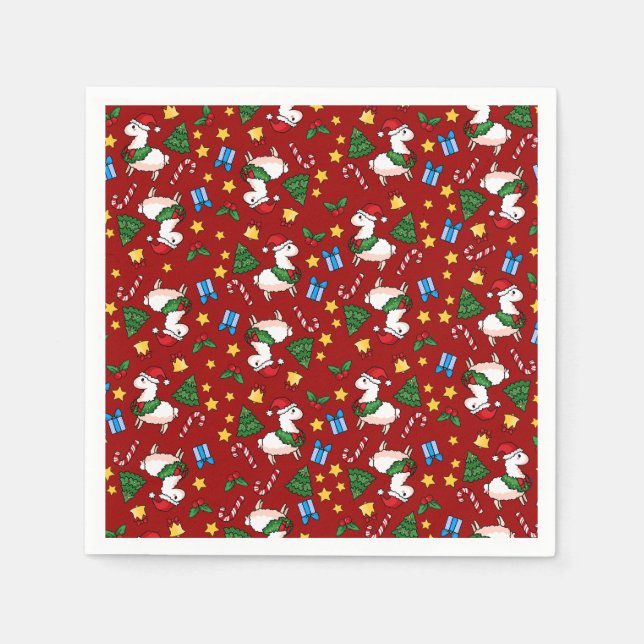 Holiday Llama Madness Paper Napkins (Front)