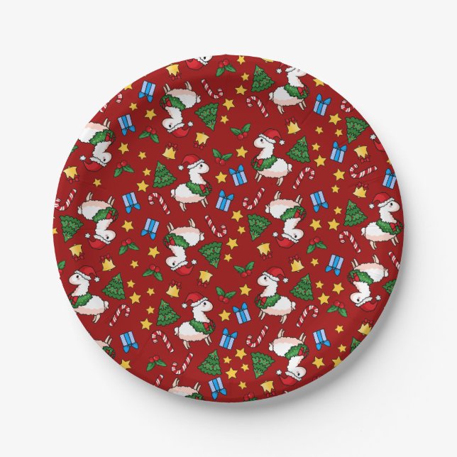Holiday Llama Madness Paper Plates (Front)
