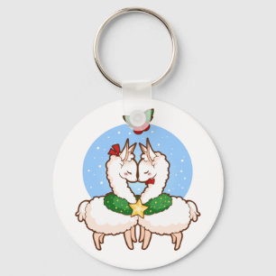 Holiday Love Llamas Keychain
