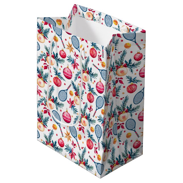 Holiday Love-Love tennis Christmas,  Medium Gift Bag (Front Angled)