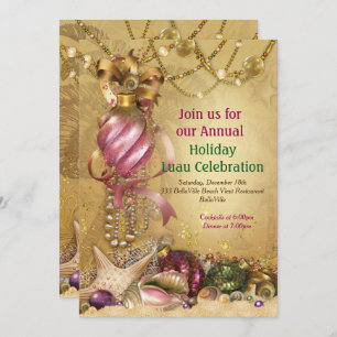 Holiday Luau Beach Party Invitations