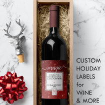 Holiday MAGIC Burgundy Blush Watercolor Monogram  Wine Label