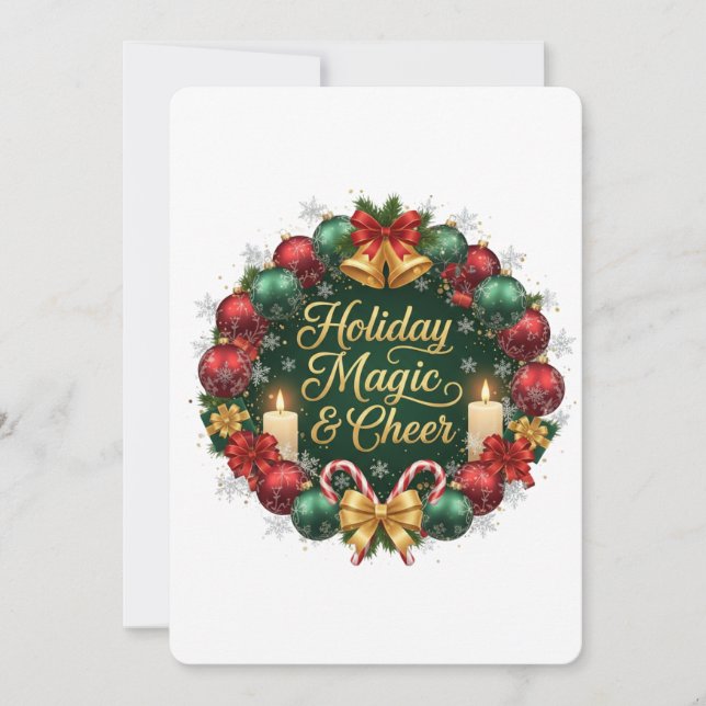 Holiday Magic & Cheer Festive Christmas  Card (Front)
