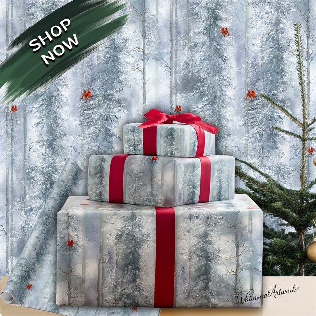 Holiday Magic Snowy Winter Forest  Wrapping Paper (Creator Uploaded)