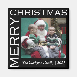 Holiday Magnet Family Photo with Merry Christmas
