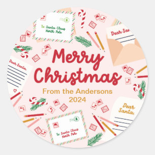 Holiday Mail & Letters to Santa - Merry Christmas Classic Round Sticker