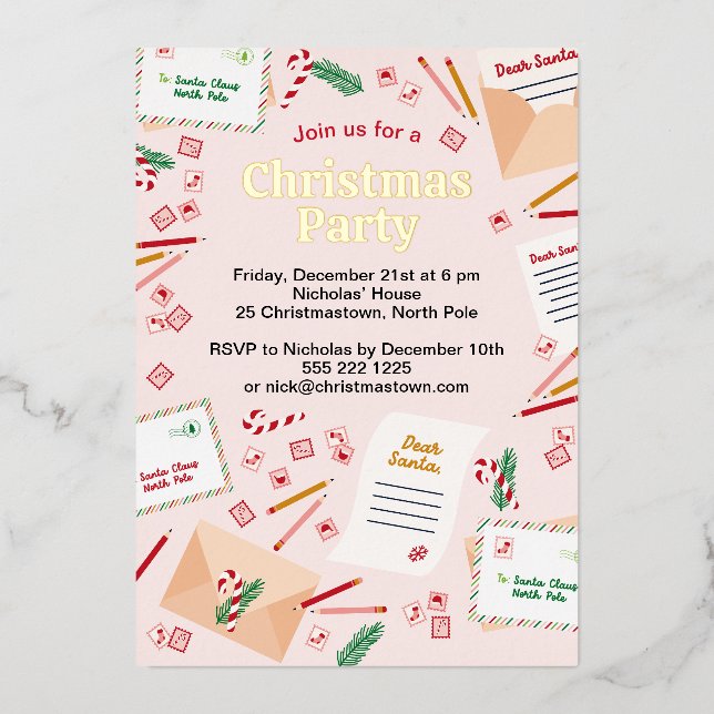 Holiday Mail & Letters to Santa - Merry Christmas Foil Invitation (Front)