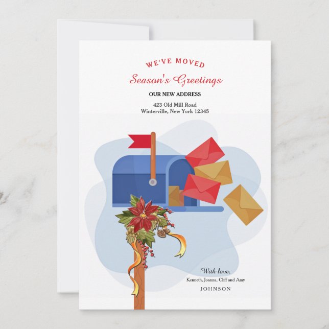 Holiday Mailbox Moved Greeting Card (Front)