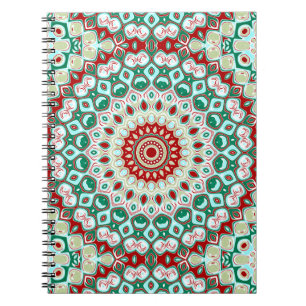 Holiday Mandala in Red, Green, and Winter White Notebook