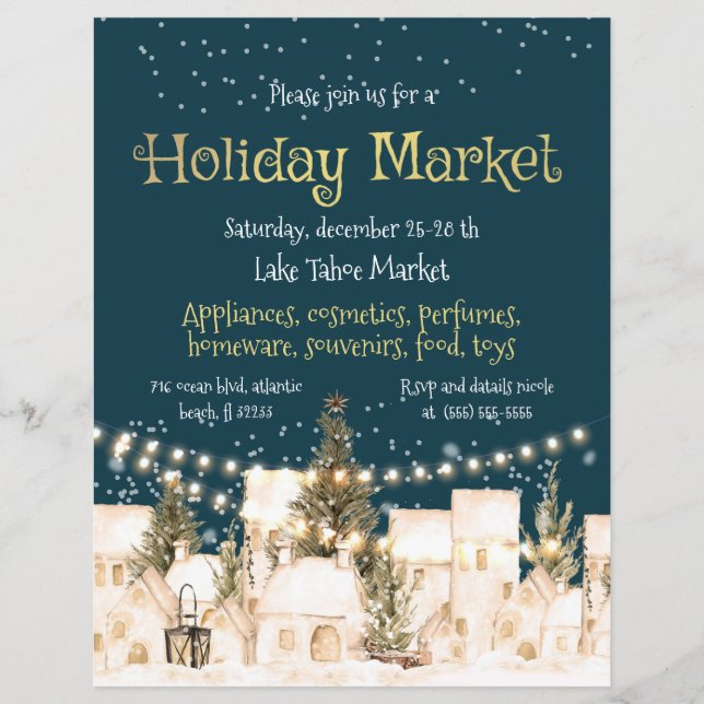 Holiday Market Christmas Decorations Invitation (Front)