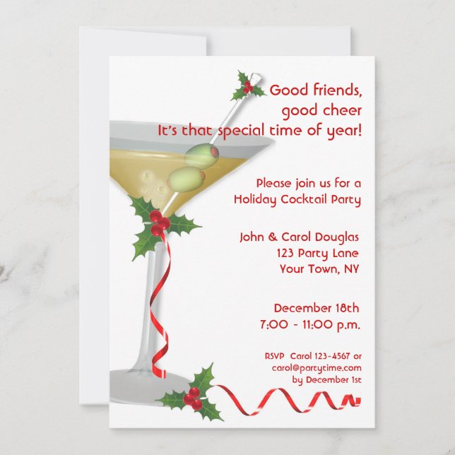 Holiday Martini Party Invitation (Front)