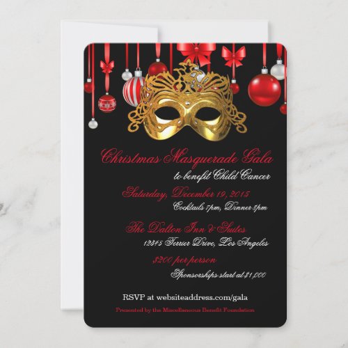 Holiday Masquerade Gala Invitations