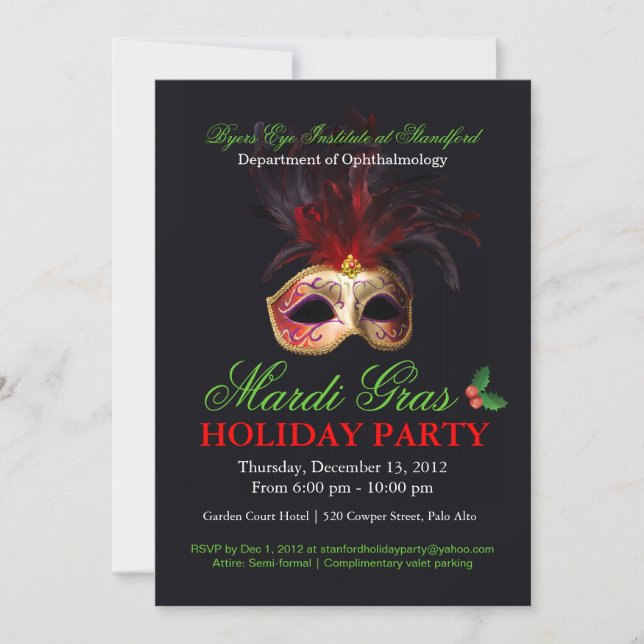 Holiday Masquerade Invitation (Front)
