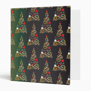 Holiday matte green gold Christmas tree pattern Binder