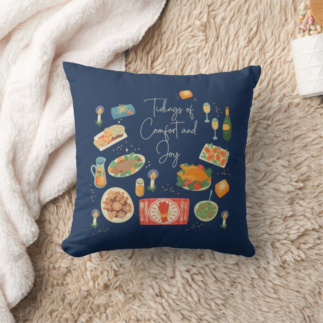 Holiday Meal Tidings Of Comfort & Joy Christmas Throw Pillow (Blanket)