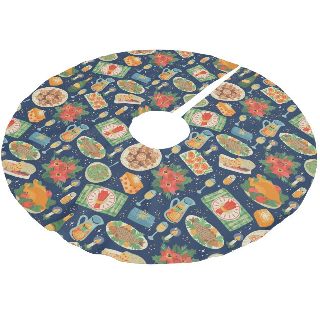 Holiday Meal Tidings Of Comfort & Joy Holiday Brushed Polyester Tree Skirt (Angled)