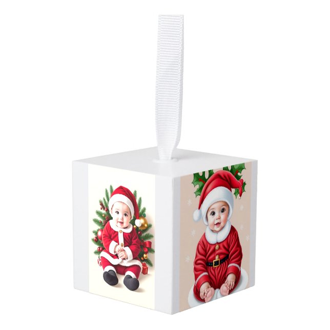 Holiday Memories Cube Ornament (Front Angled)