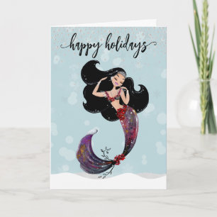 Holiday Mermaid Christmas Diamond Bling Card