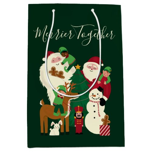 Holiday Merrier Together Santa  Friends Gift Bag