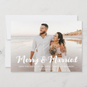 Holiday Merry and married christmas save the date  Card
