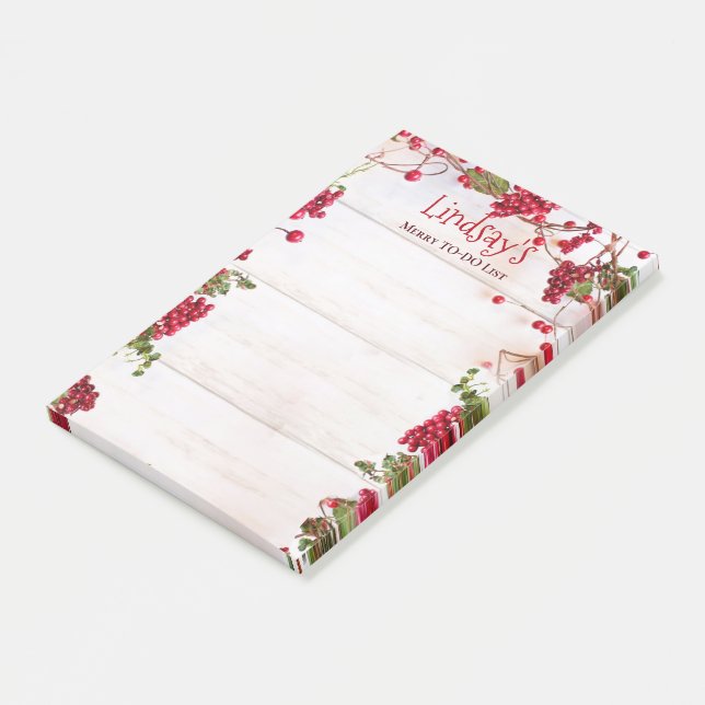Holiday Merry Berries To-Do List Post-it Notes (Angled)